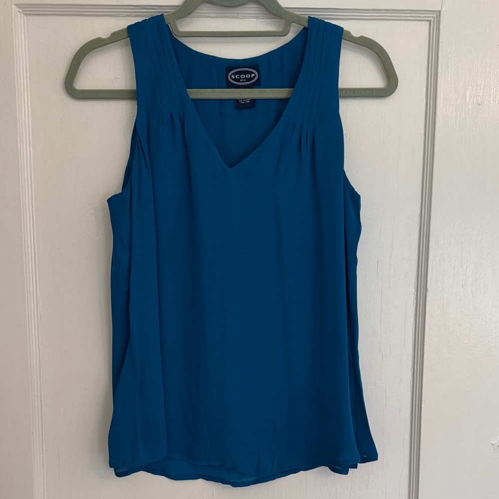 Scoop NYC Teal V-Neck Tank Top